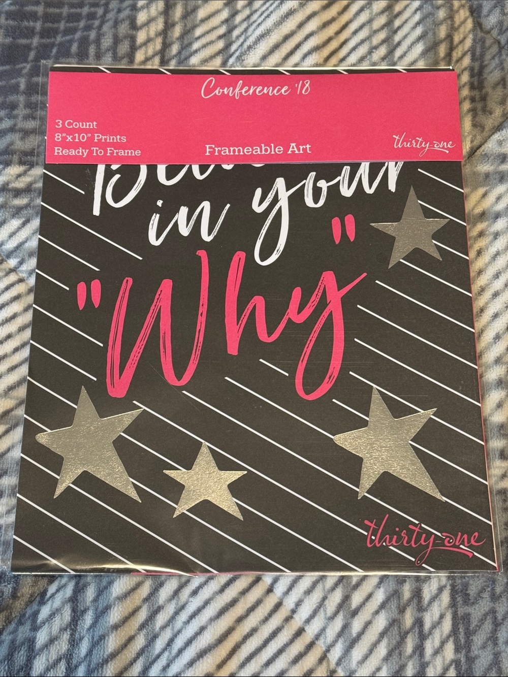 Thirty-One Black Prints with Pink Script and Gold Stars Framable Art